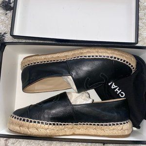CHANEL BLACK ESPADRILLES 37